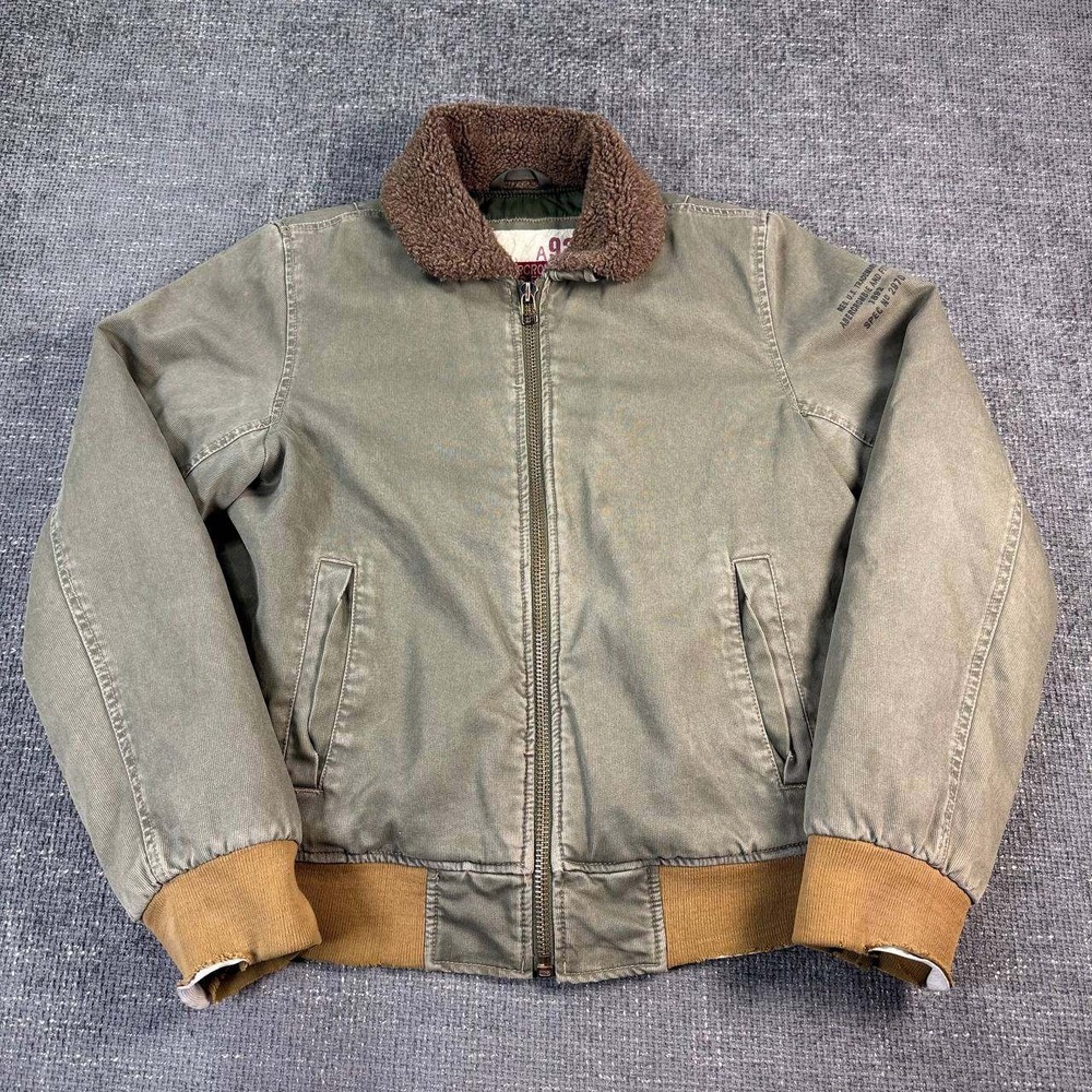 Abercrombie & Fitch A92 Sherpa Collar Deck Jacket Mens Medium Olive Green